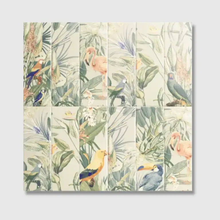 tropical patterned ceramic wall tile