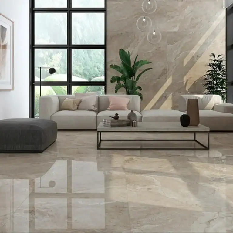 cream travertine polished tile