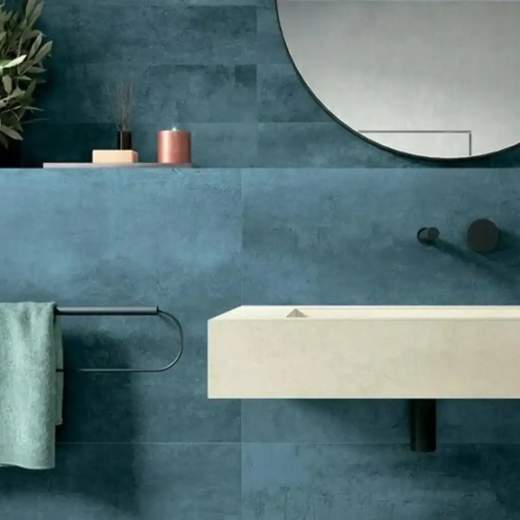 petrol blue metal tile