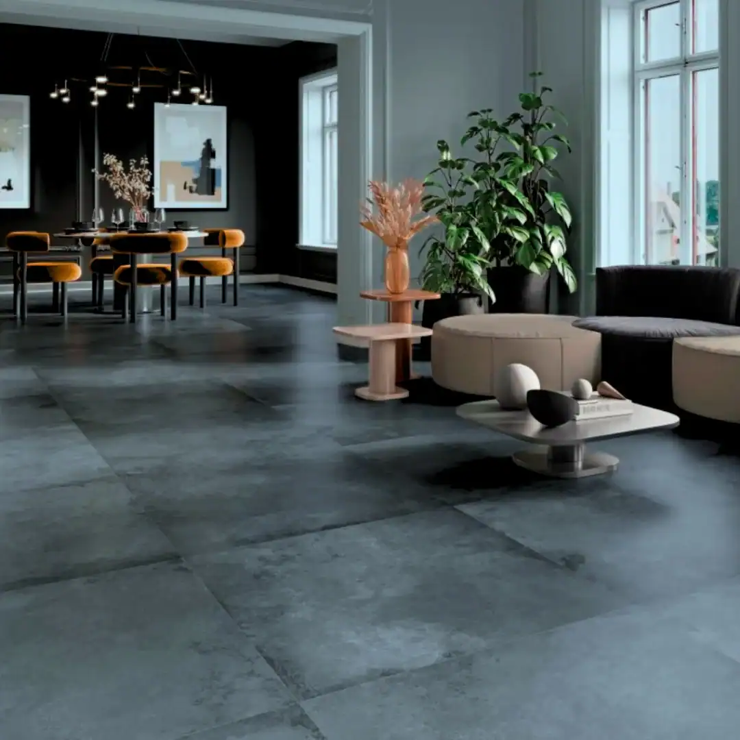 blue metal effect porcelain tile