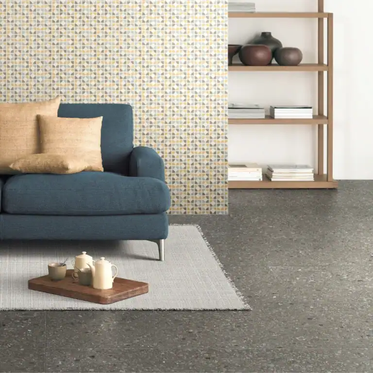 dark terrazzo effect porcelain tile