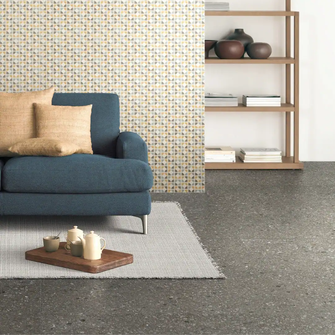 dark terrazzo effect porcelain tile