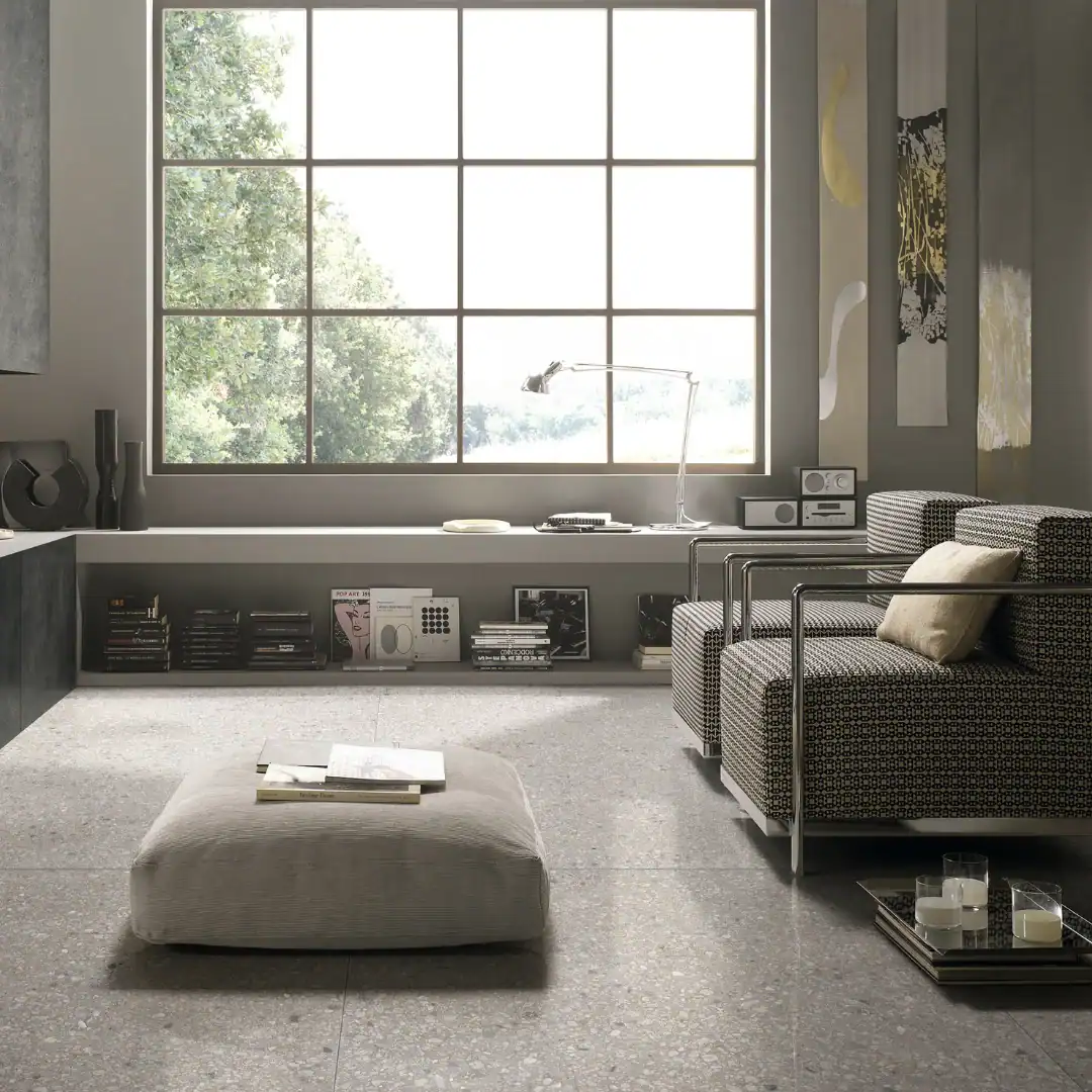 grey terrazzo effect porcelain tile