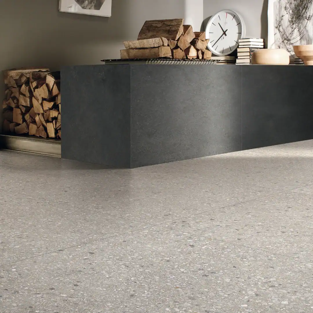 grey terrazzo effect porcelain tile