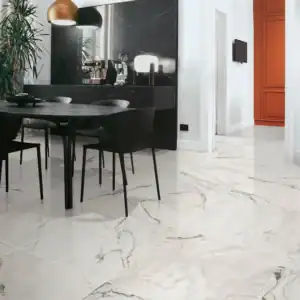 white marble effect porcelain tile