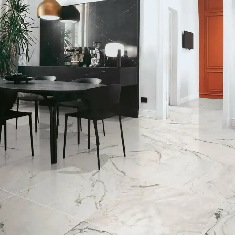 white marble effect porcelain tile