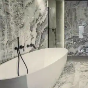 glossy marble effect porcelain tile