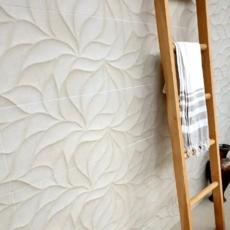 grey leaves relief tile