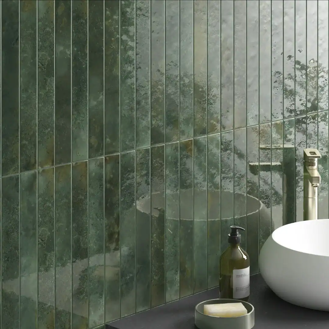 green glossy ceramic tile