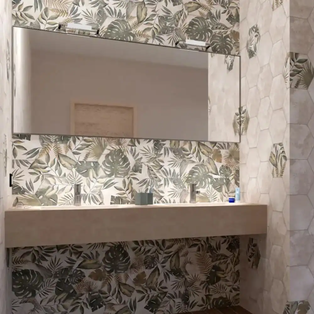 Hexagonal Patterned Leaves Tile