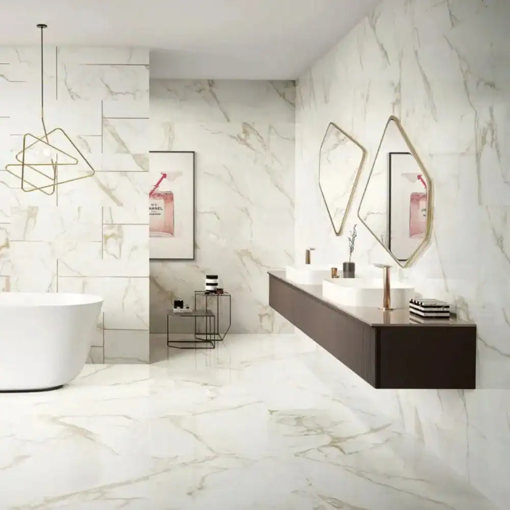 marble wall tile with gold veins