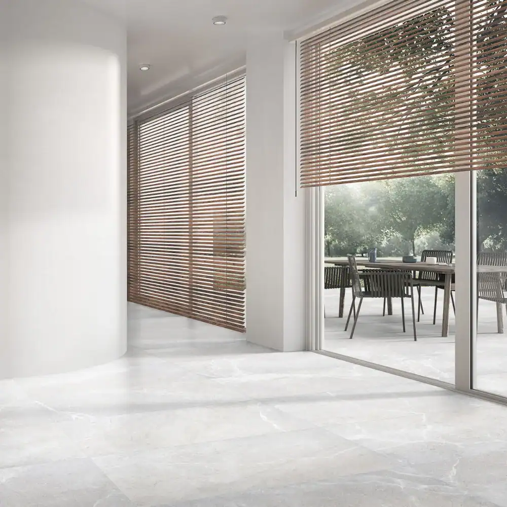 white veined stone tile