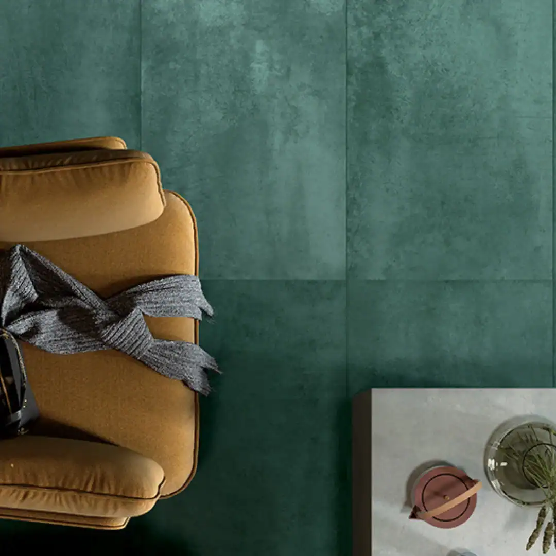 aged green metal effect tile