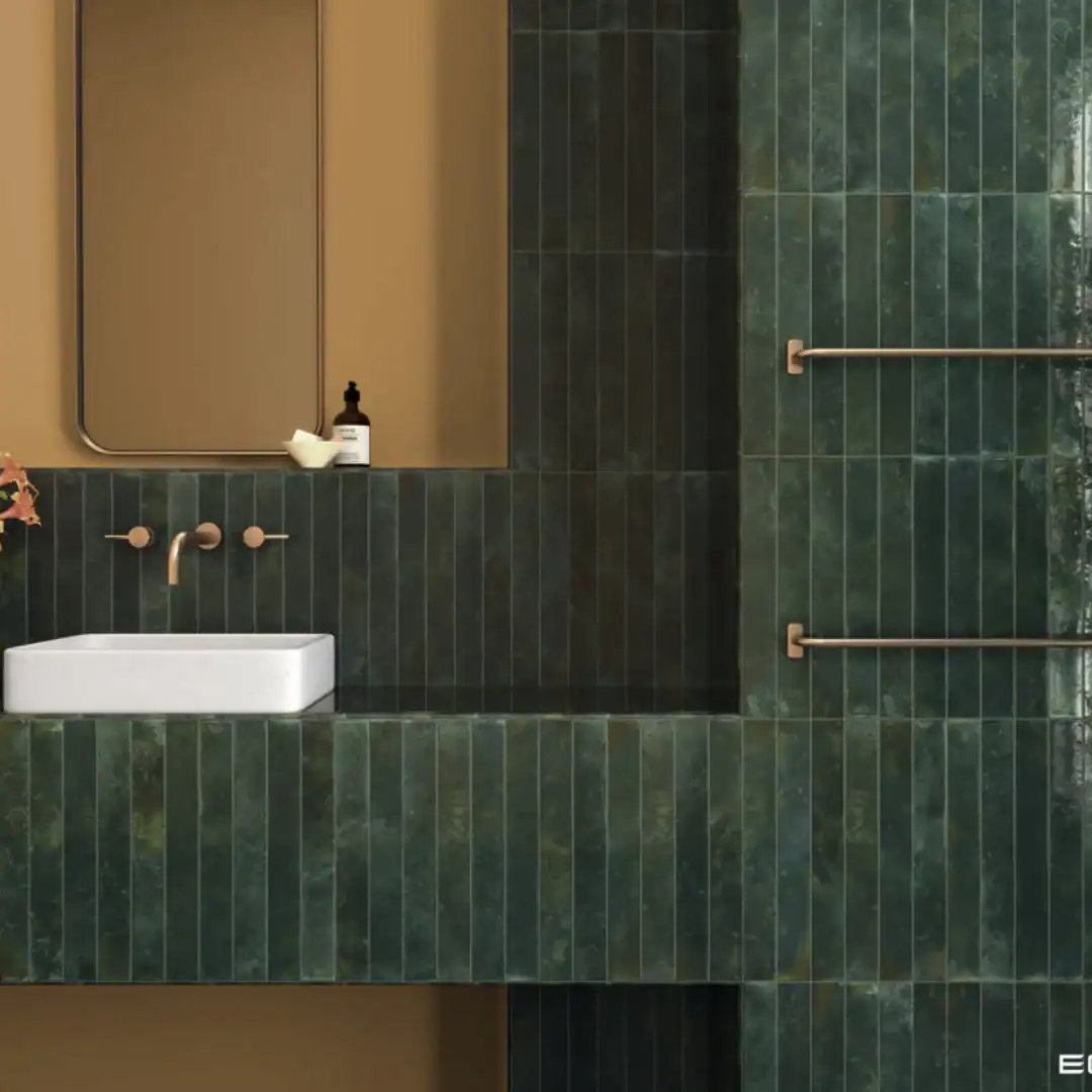 green glossy ceramic tile