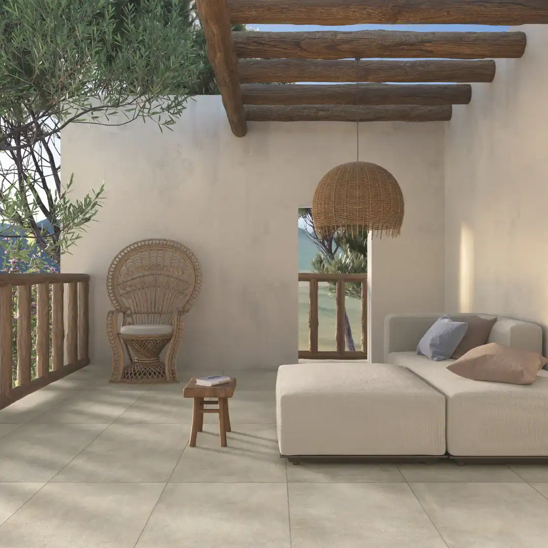 beige industrial concrete effect tile