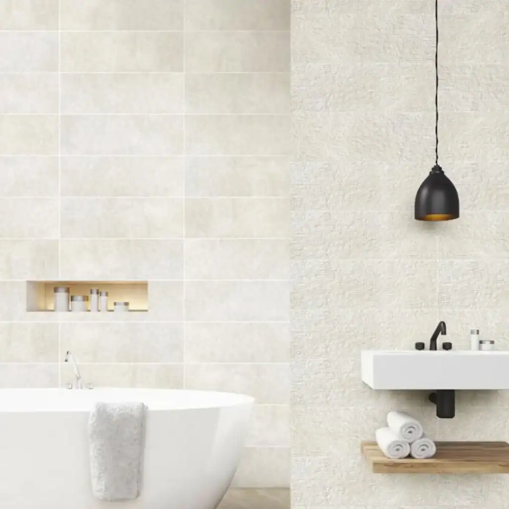 off white stone wall tile
