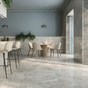silver travertine polished tile