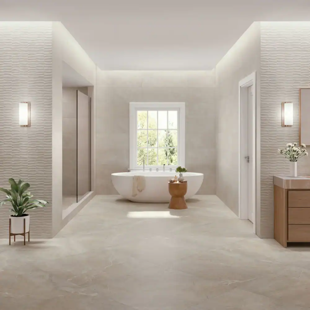 beige veined stone tile