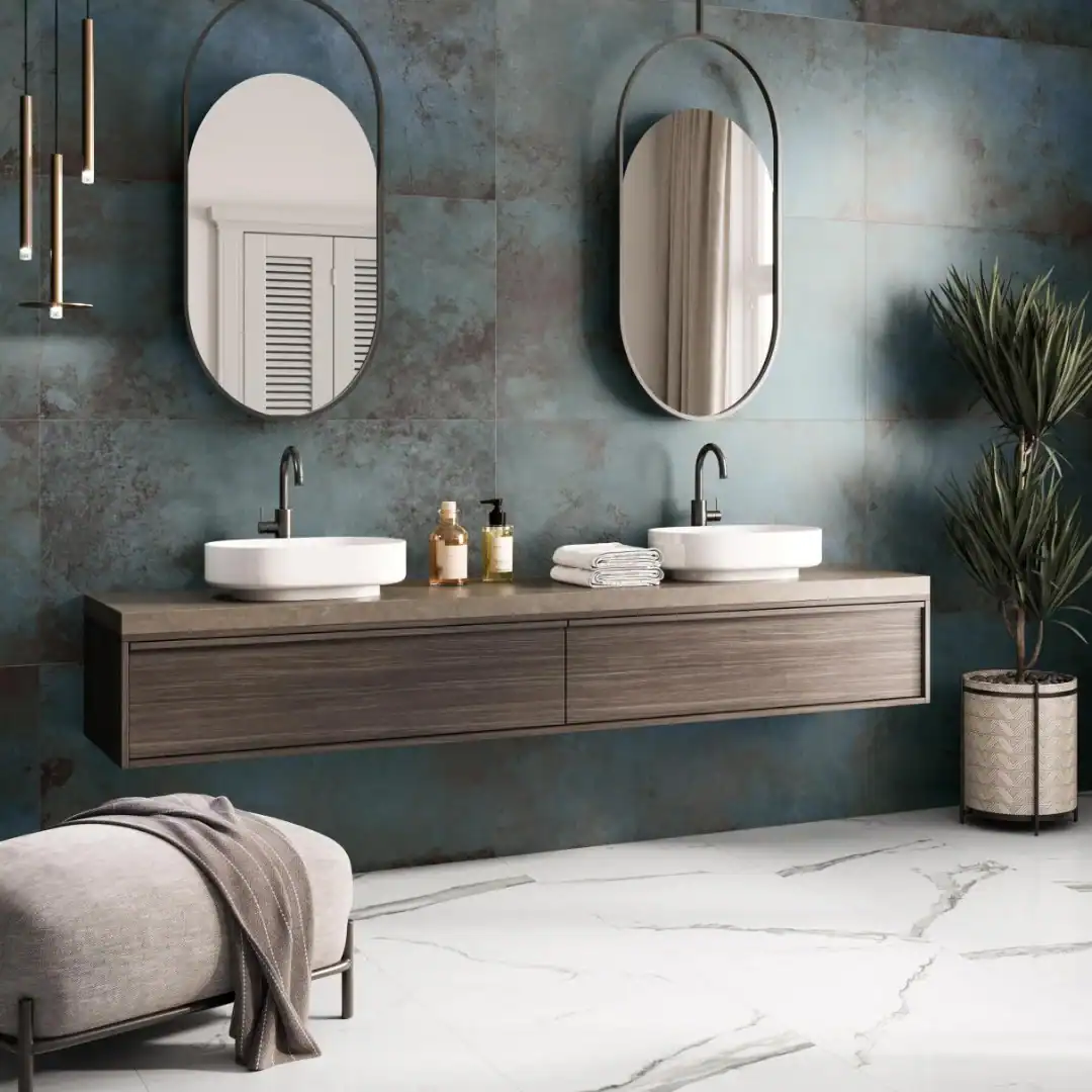 Blue Metal Effect Ceramic Wall Tile