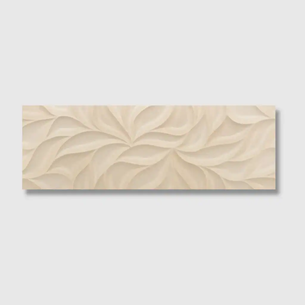 cream leaves relief tile