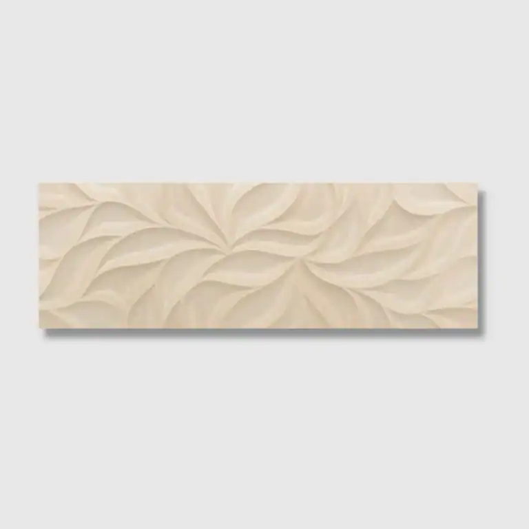 cream leaves relief tile