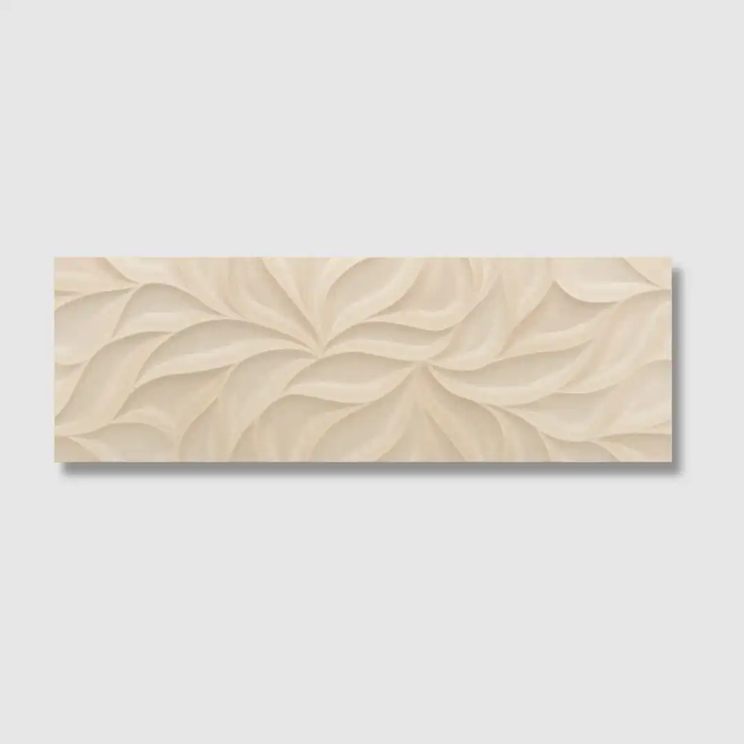 cream leaves relief tile