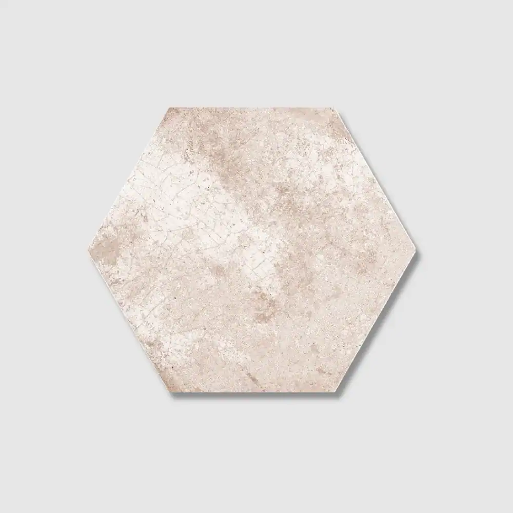 hexagonal cream porcelain tile