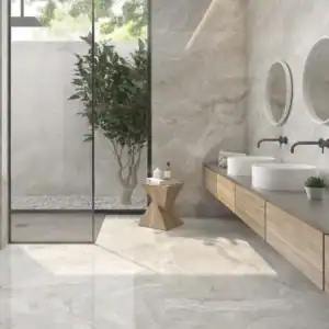 silver travertine polished tile