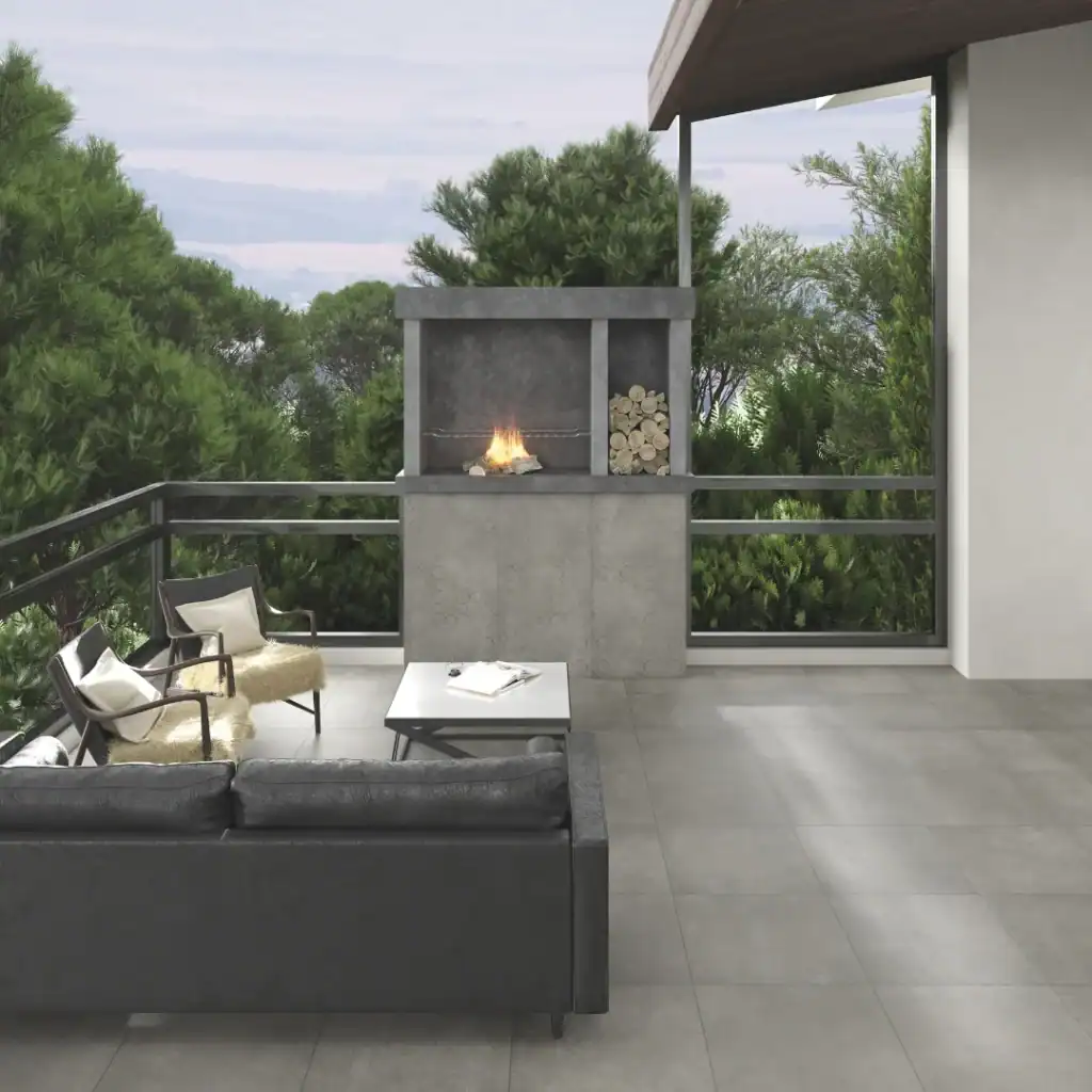 grey industrial concrete effect tile