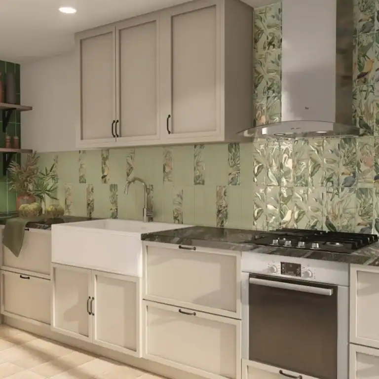 tropical patterned ceramic wall tile