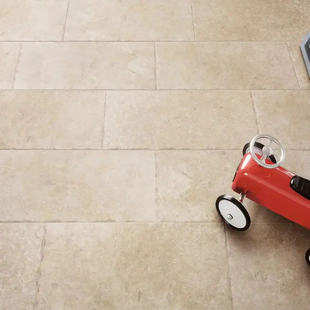 khaki stone-look tile