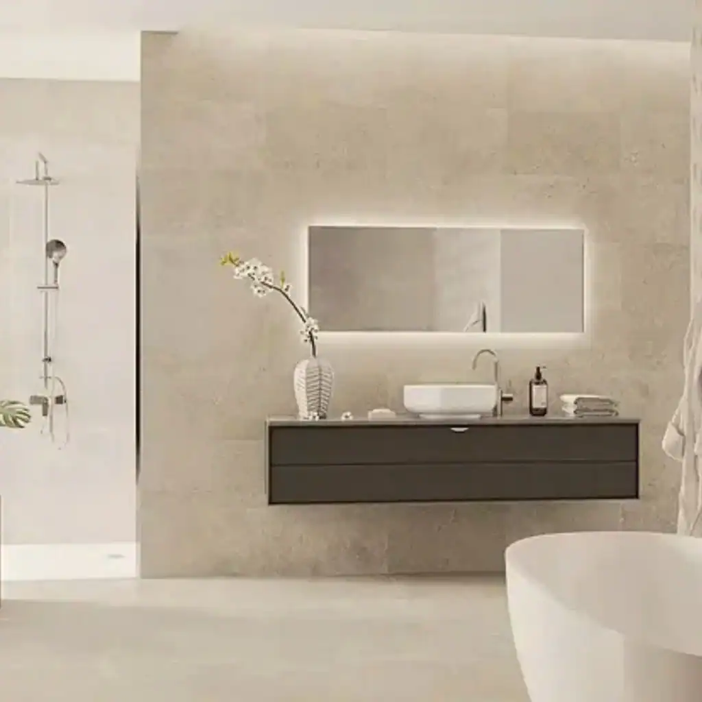 limestone effect cream tile