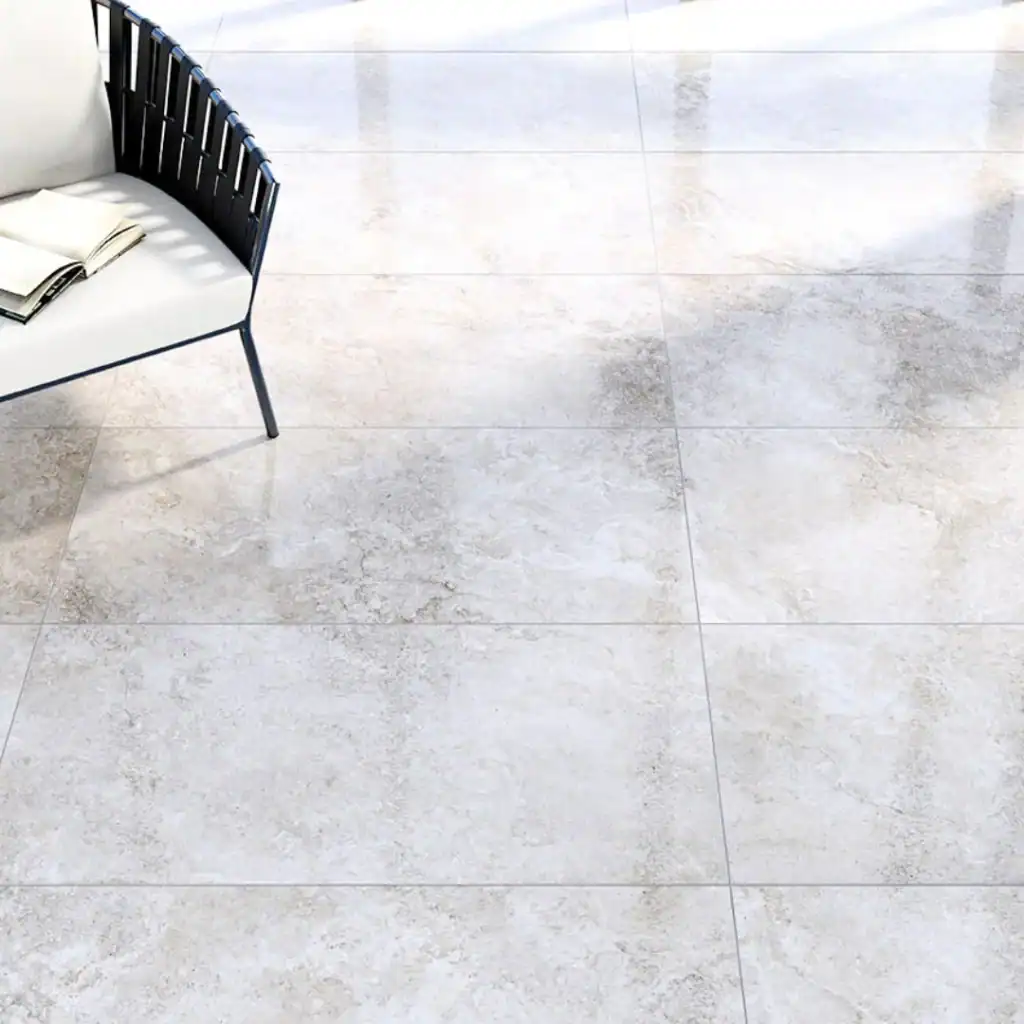 white natural stone effect tile
