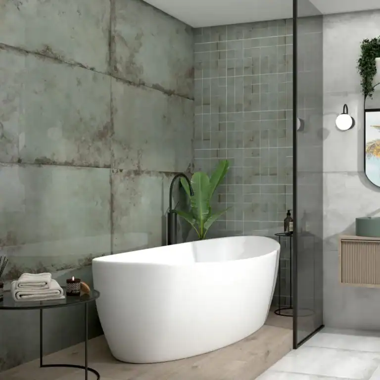 green metal effect ceramic wall tile