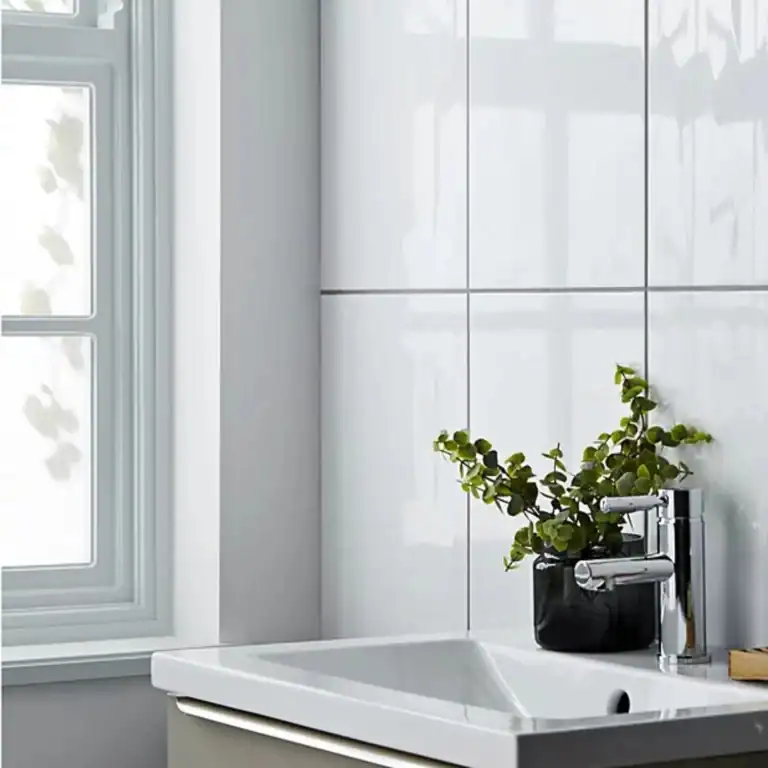 white polished porcelain wall tile