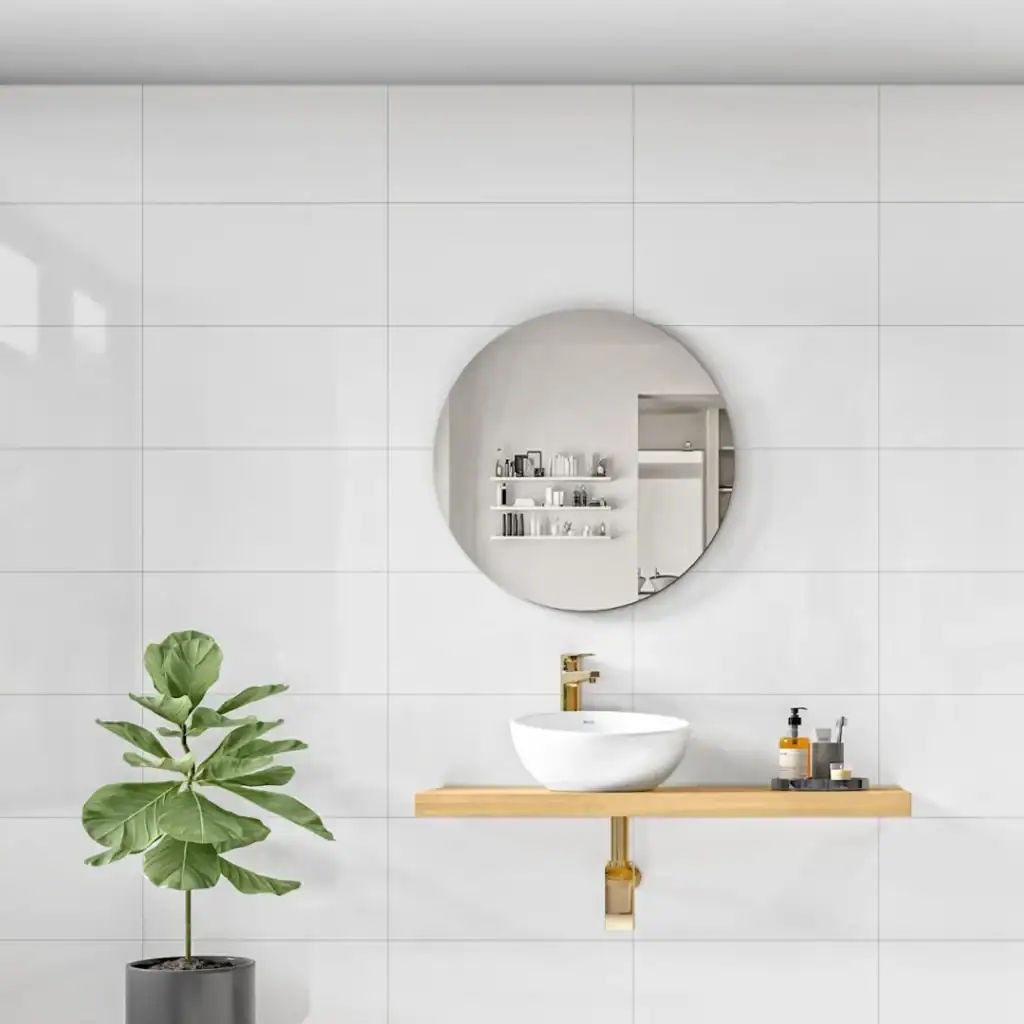 white polished porcelain wall tile