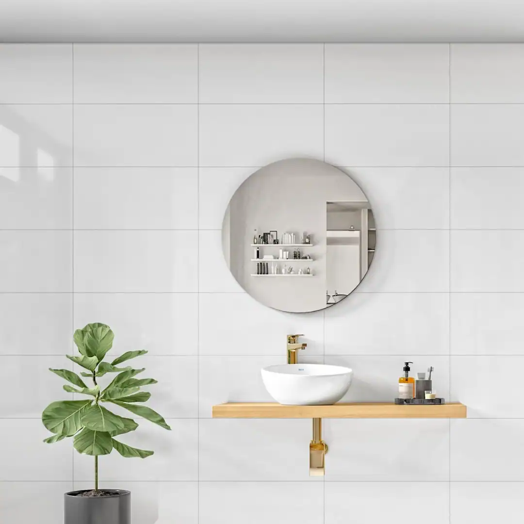 white polished porcelain wall tile