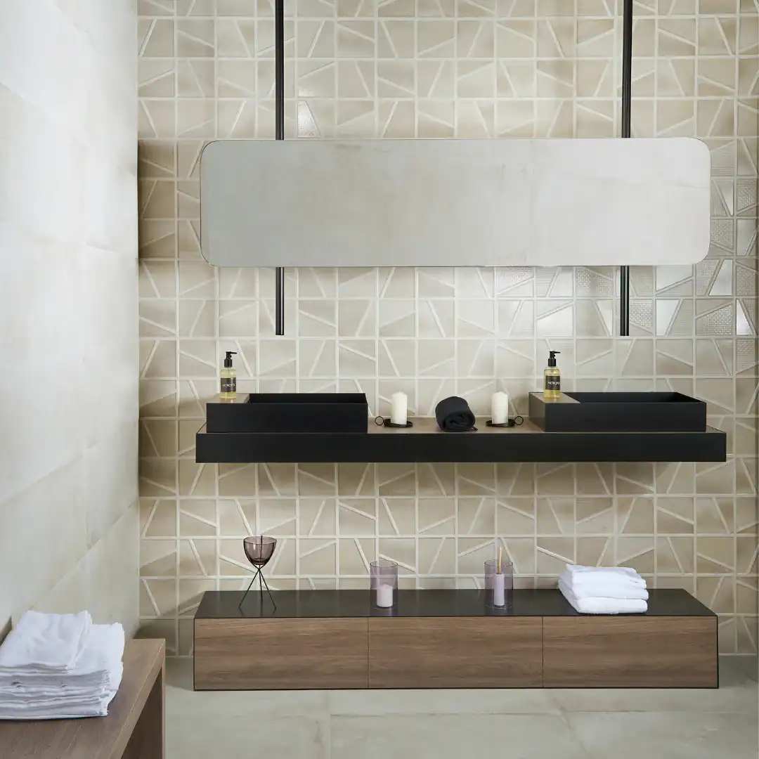 beige patterned ceramic wall tile