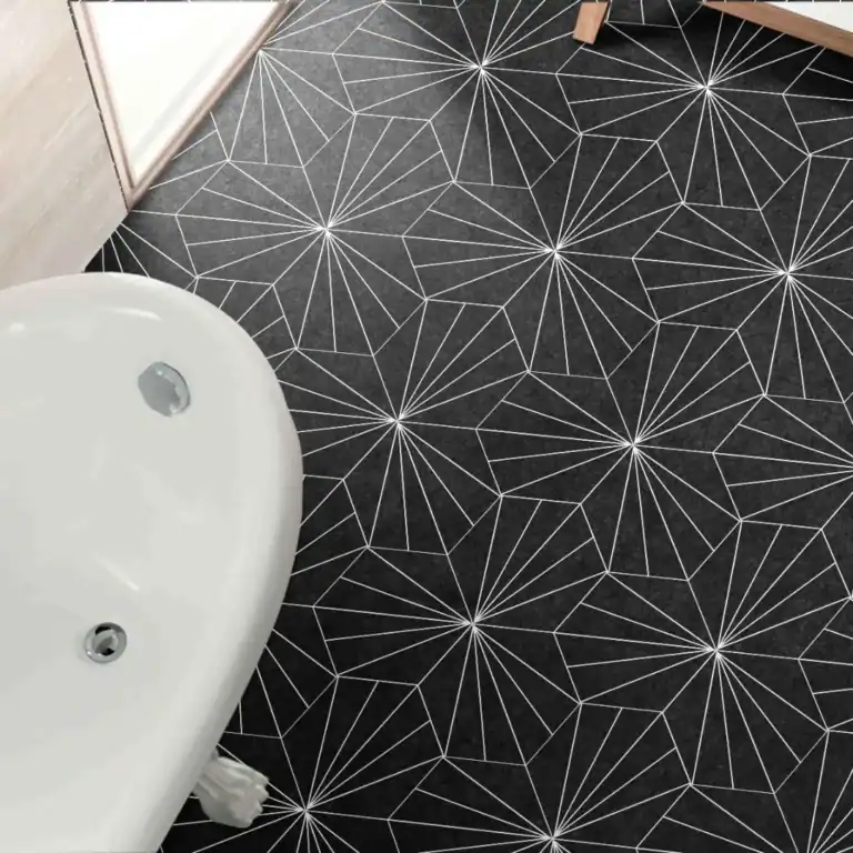 Black Hexagon Patterned Tile