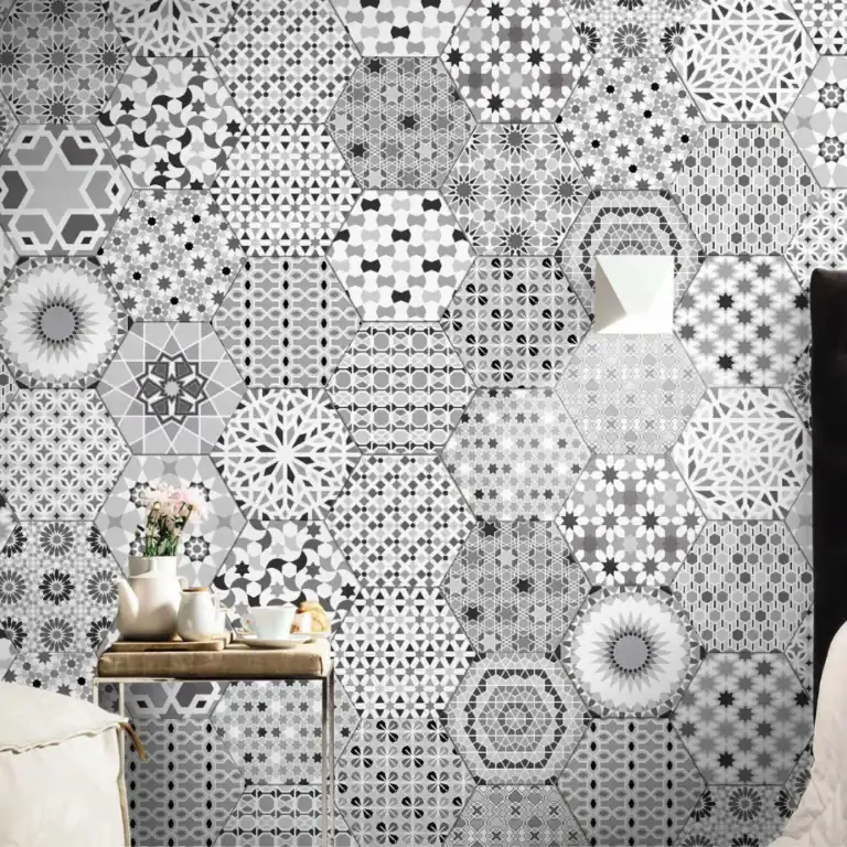 patchwork pattern hexagonal tile