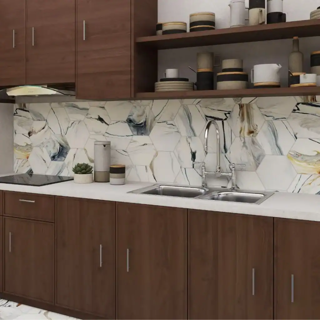 Blue Marble Hexagonal Tile