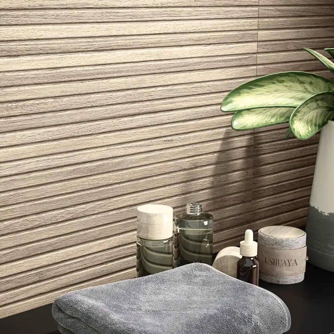 taupe wood effect ceramic wall tile