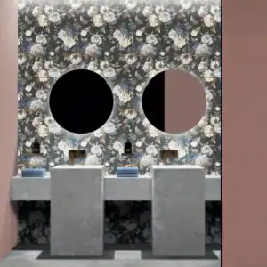 Romantic Decor floral wallpaper porcelain tile setting