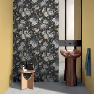 Romantic Decor floral wallpaper porcelain tile setting