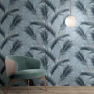 Palm Decor, palms patterned porcelain tile setting