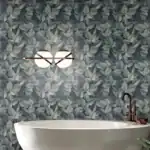 Foliage Decor leaves pattered porcelain tile bathroom setting