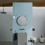 Plain Cloud pastel blue porcelain tile setting