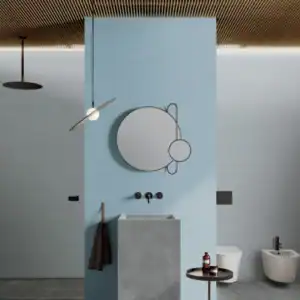 Plain Cloud pastel blue porcelain tile setting