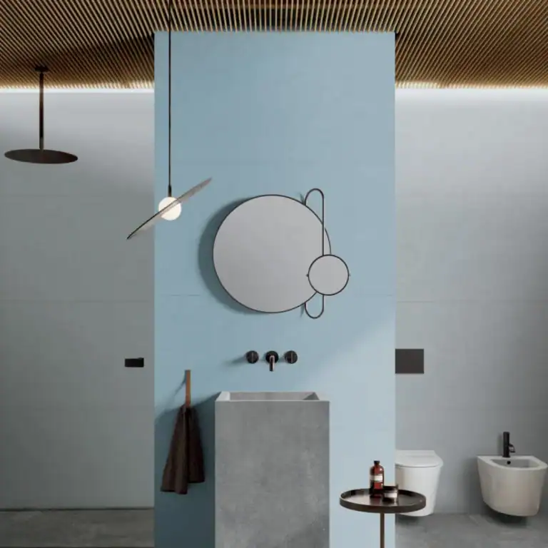 Plain Cloud pastel blue porcelain tile setting